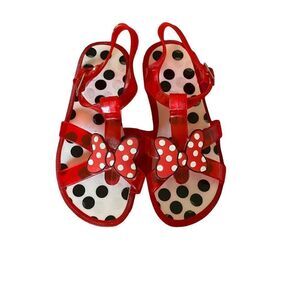 Disney Minnie, mouse, jelly, red and white open toed sandals, size 1